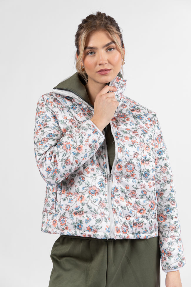 Vail Valley Pink Ivory Multi Floral Quilted Zip Up Jacket SALE Reliable For Sale