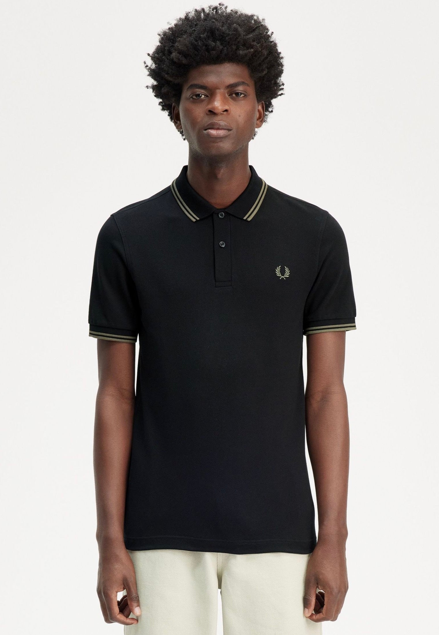 Fred Perry - The Twin Tipped Black/Lr Wgre - Polo Discount Visit New