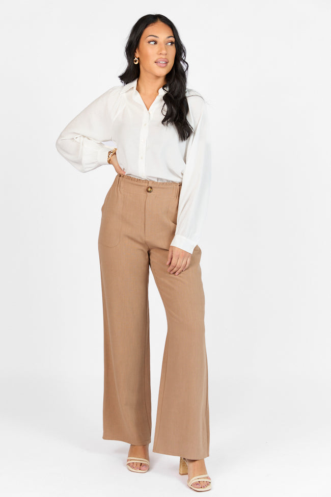 Wish For This Mocha Linen Blend Trousers Largest Supplier