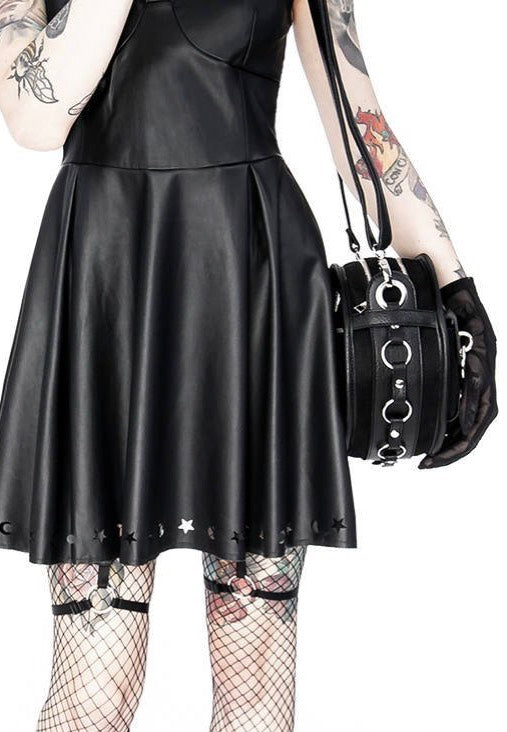 Restyle - Utility Round With Many Pockets And A Moon Black - Bag Sale Great Deals