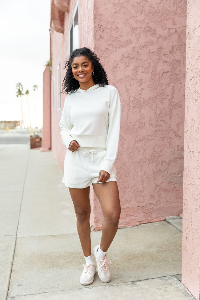 Everything I Want Ivory Ribbed Hoodie and Shorts Set Outlet 2025