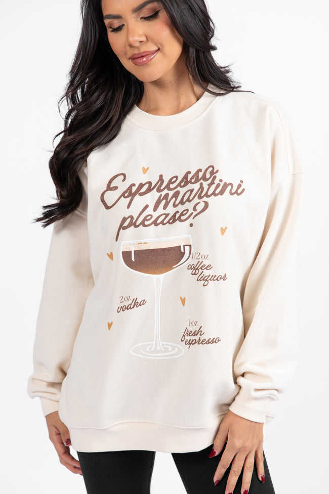 Espresso Martini Please Cream Oversized Graphic Sweatshirt Official Sale Online