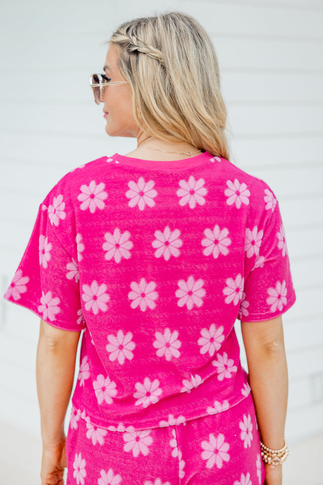 Always Be Around Pink Terry Daisy Lounge Top Clearance Ebay