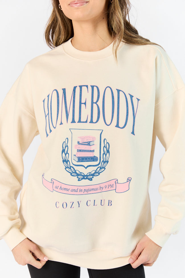 Homebody Club Sweet Cream Oversized Graphic Sweatshirt Cheap Sale Discounts