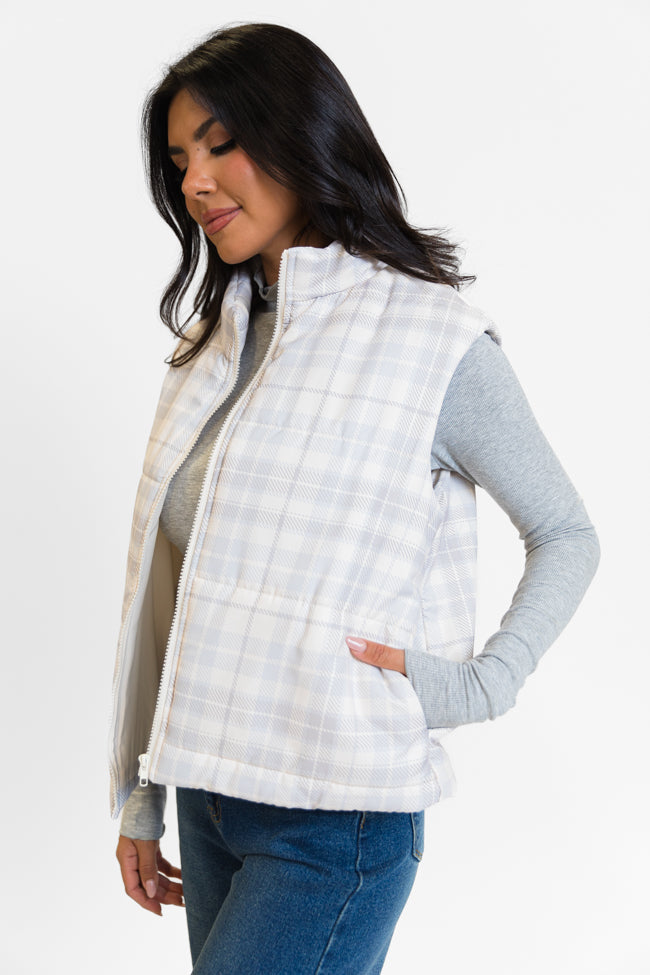 In A Bubble Beige Plaid Puffer Vest SALE Finishline Cheap Online