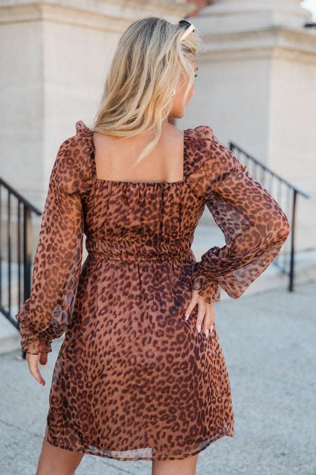 Tell Me The Truth V-Neck Leopard Print Dress FINAL SALE Shipping Discount Authentic