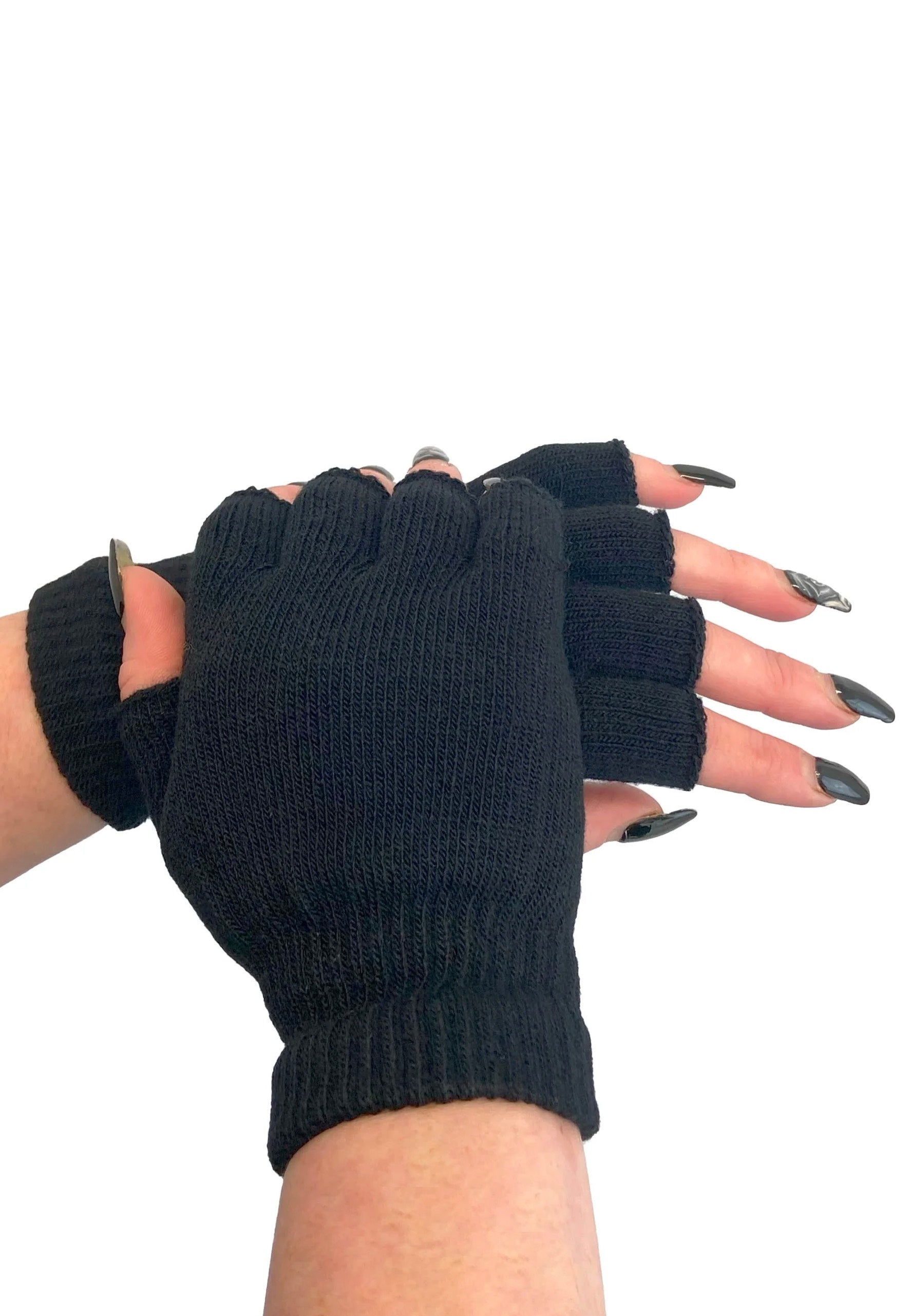 Pamela Mann - Knitted Fingerless Black - Gloves Sast