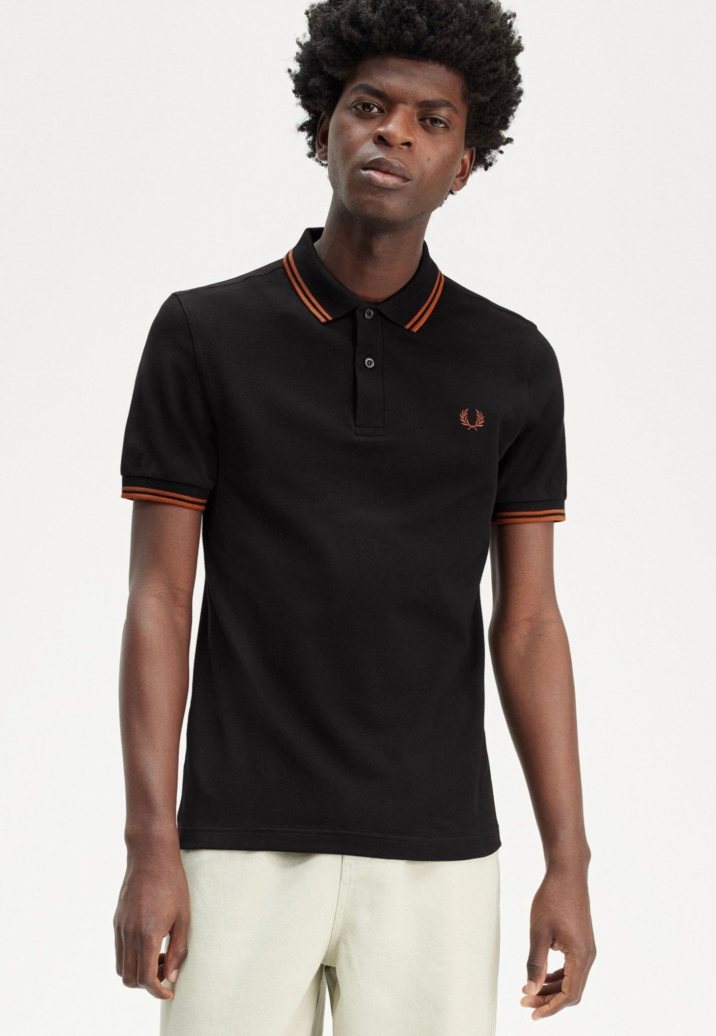 Fred Perry - The Twin Tipped Black/Marmalade - Polo Ebay