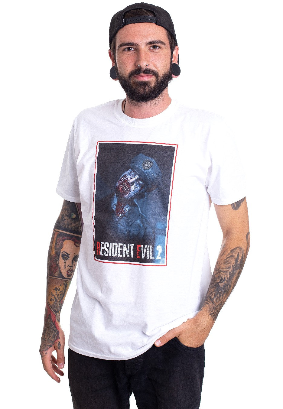 Resident Evil - 2 Remake Zombie Cop White - T-Shirt With Credit Card Free Shipping