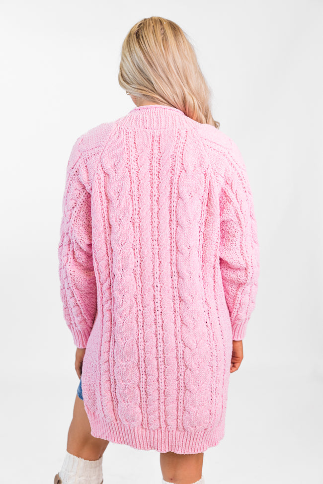 Perfect Day Pink Chenille Cable Knit Cardigan FINAL SALE Shipping Discount Authentic