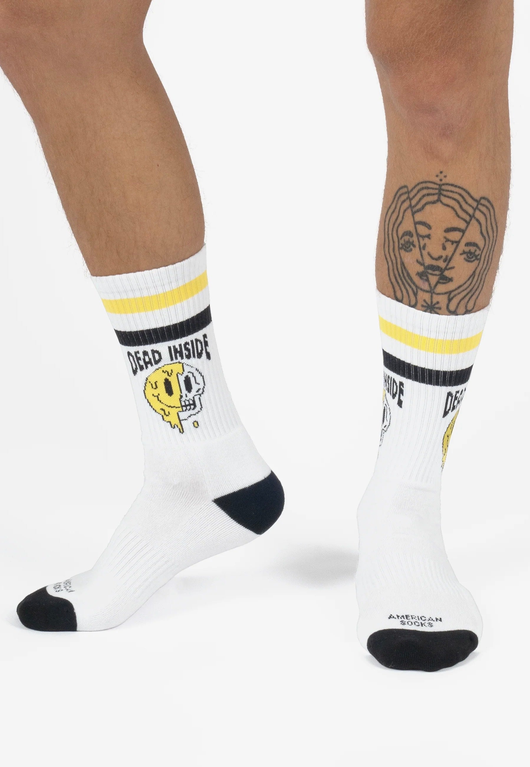 American Socks - Dead Inside Mid High White - Socks Sale Supply