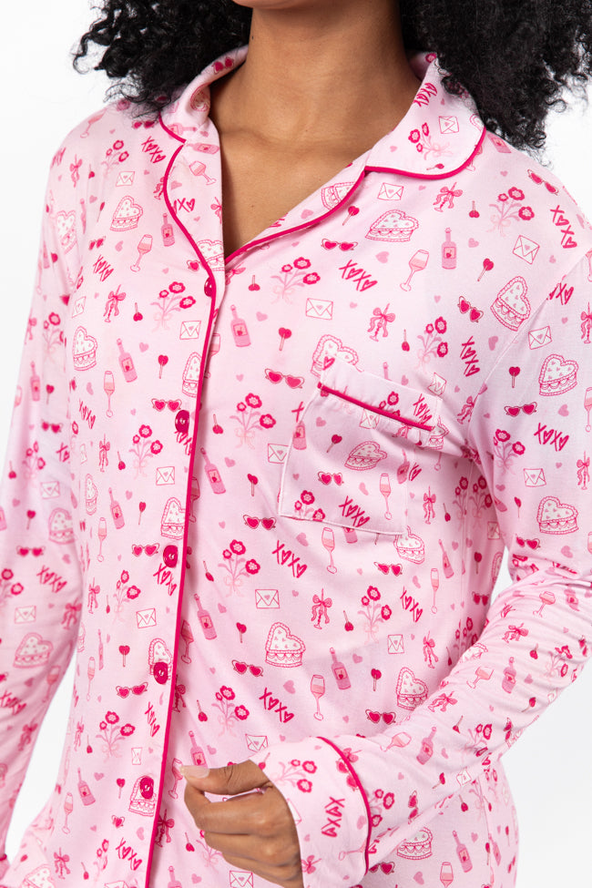 Sleep Tight Valentine's Day Icon Pajama Dress FINAL SALE