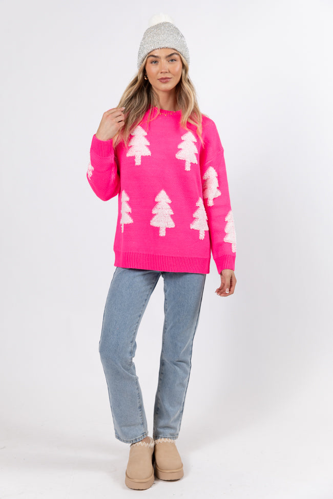 Under The Mistletoe Pink And Cream Christmas Tree Sweater FINAL SALE Official Site Cheap Online