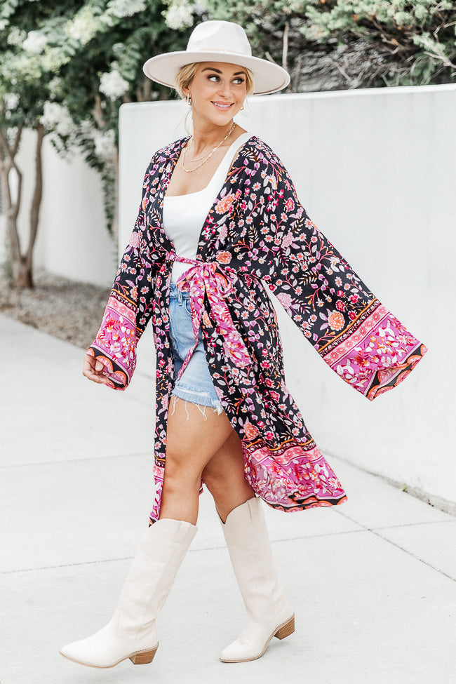 You Amaze Me Black Floral Kimono FINAL SALE Pices For Sale