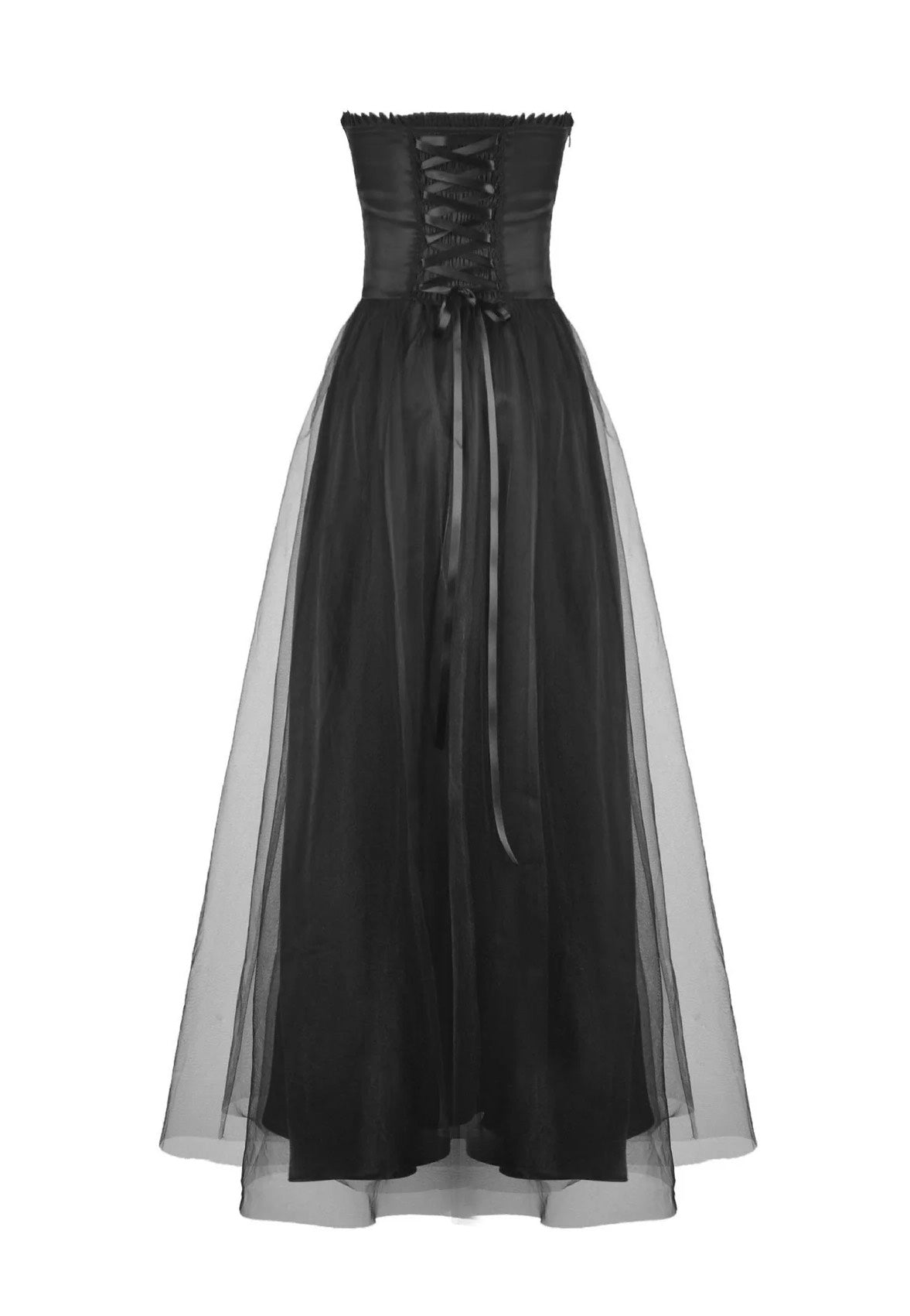 Dark In Love - Gorgeous Beaded Tulle Maxi Gothic Wedding Black - Dress Stockist Online