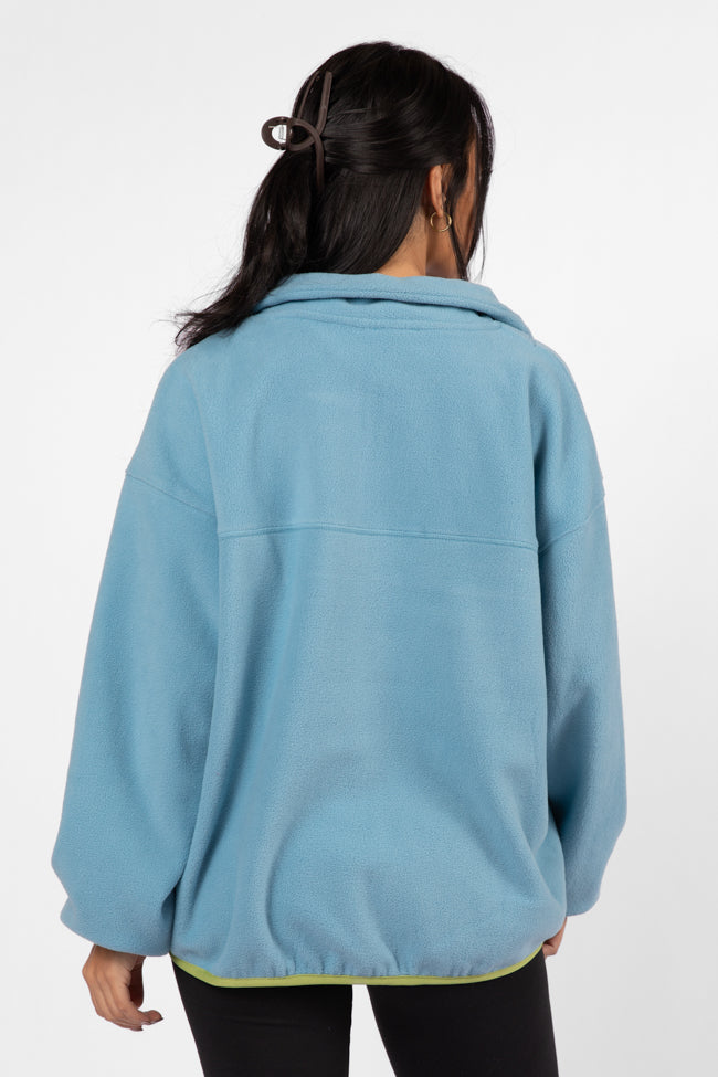 Outside The Box Blue Contrast Trim Fleece Pullover SALE Tumblr