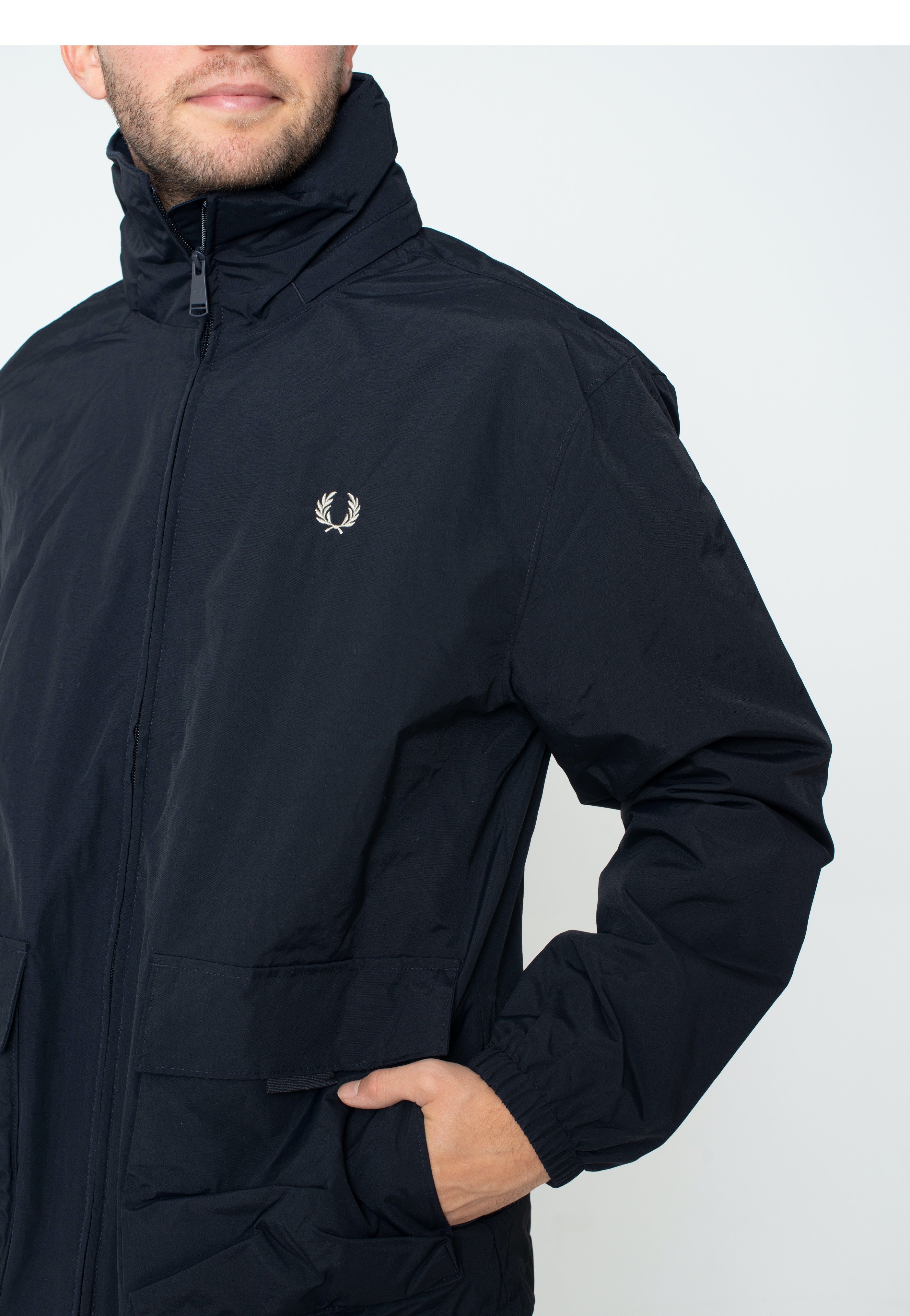 Fred Perry - Patch Pocket Zip Through Navy - Jacket Sale Manchester Great Sale