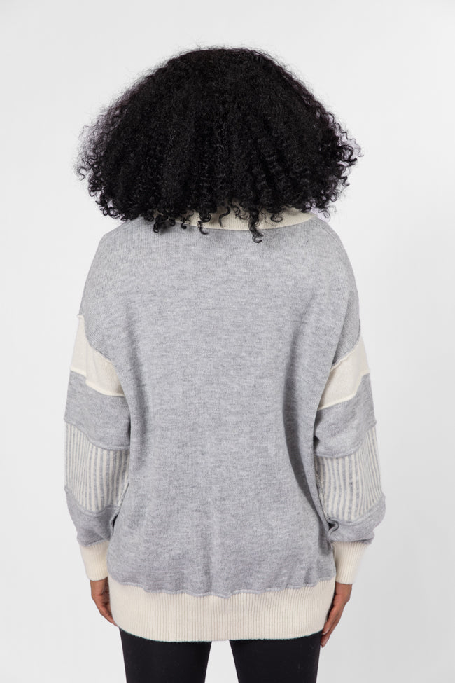 Think About It Heather Grey Collared Oversized Sweater Good Selling Sale Online