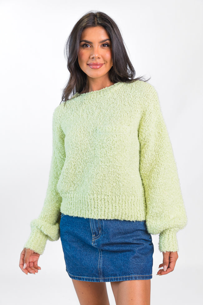 Longer Nights Lime Fuzzy Pocketed Sweater FINAL SALE Cheapest Pice Sale Online