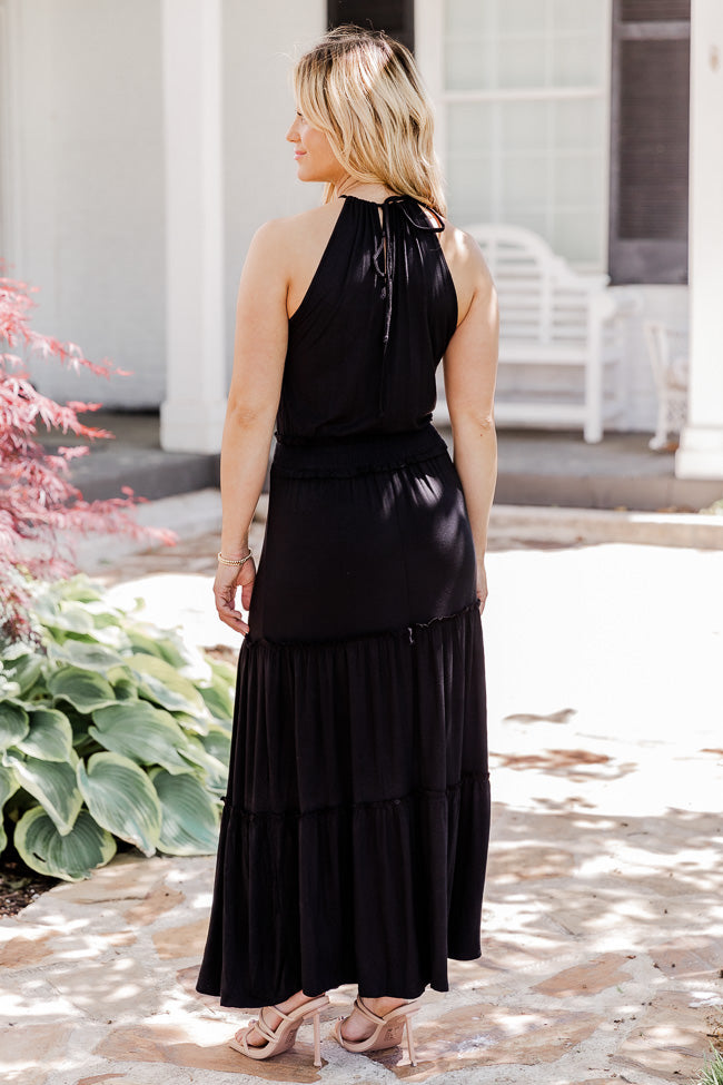 Stay A While Black Halter Neck Maxi Dress FINAL SALE Clearance Huge Surprise