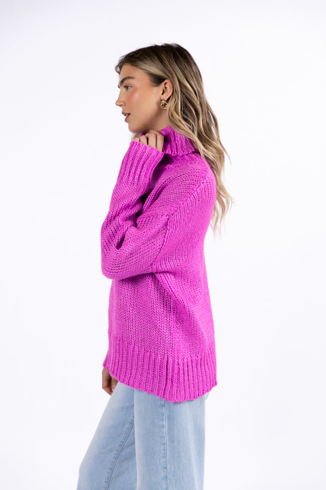 What I Need Magenta Oversized Turtleneck Sweater Cheap Sale Store