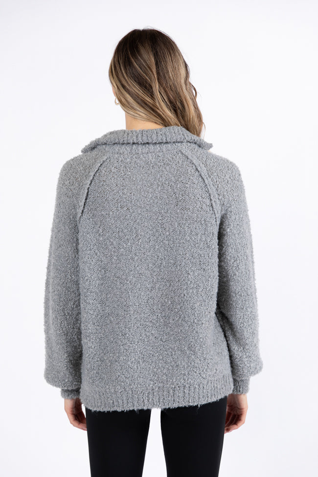 Signature Move Grey Fuzzy Quarter Zip Pullover SALE Cheap Cheap Online