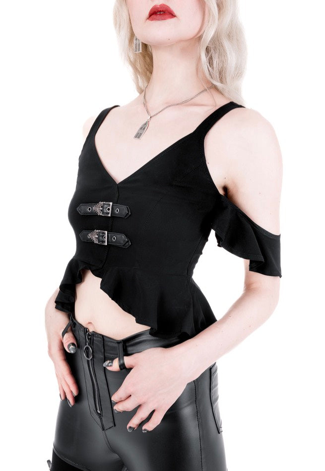 Restyle - Cathedralis Buckle Peplum Black - Top Best Deals