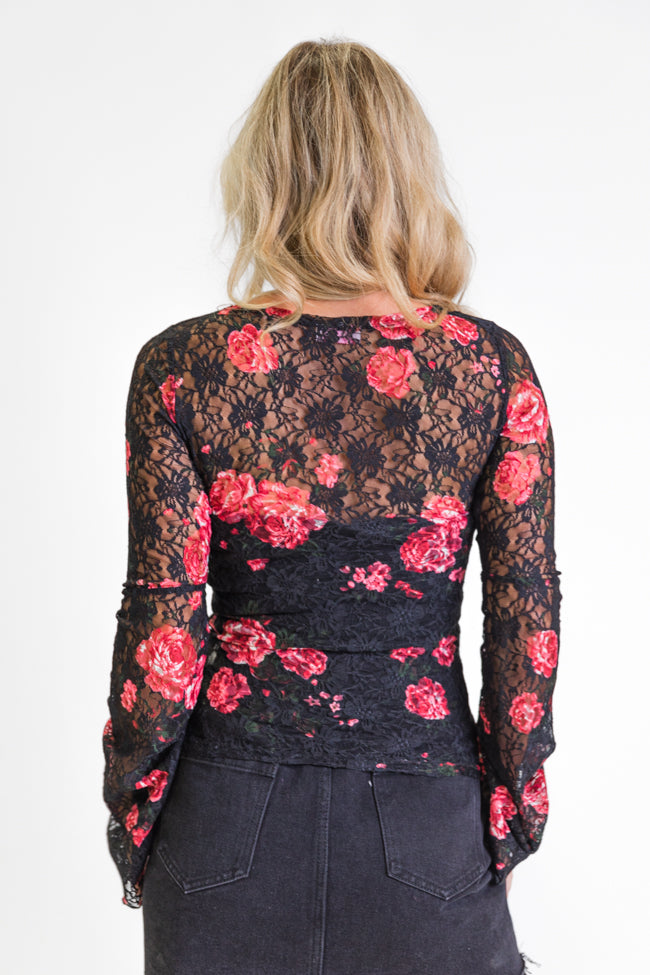 Make You Mine Black Floral Bell Sleeve Lace Top FINAL SALE Buy Cheap Popular