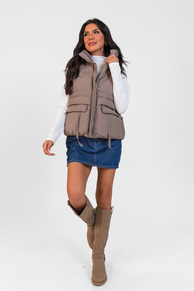 Won Me Over Mushroom Oversized Puffer Vest Outlet Clearance Store