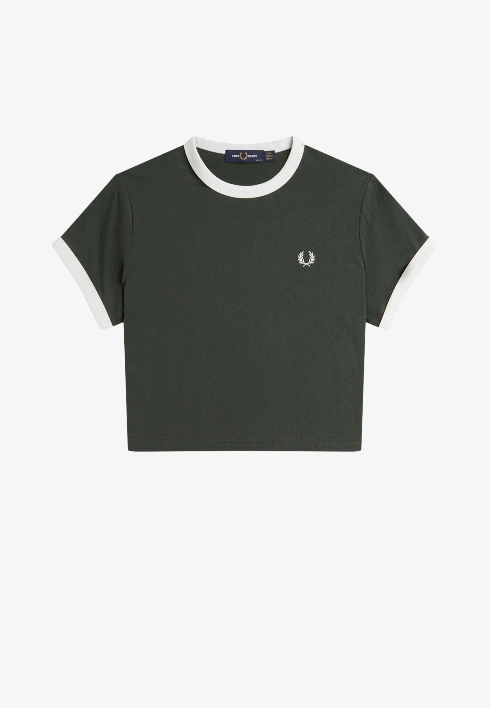 Fred Perry - Cropped Ringer Court Green - T-Shirt Cheap Fashionable