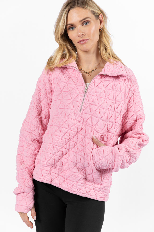 Love Is Everything Pink Quilted Quarter Zip Pullover Browse For Sale