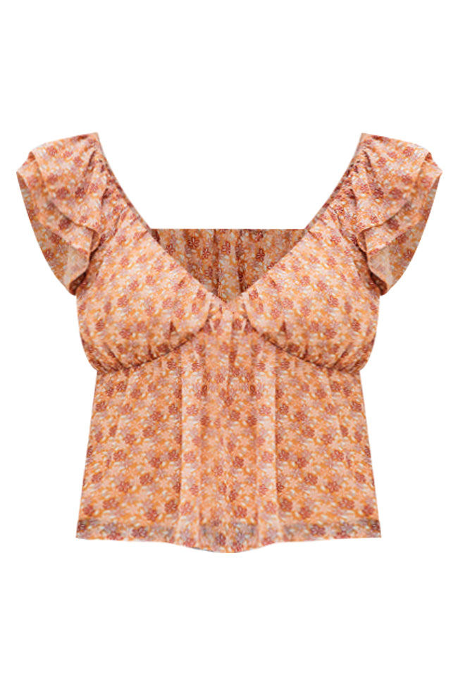 Love Every Day Brown Floral Babydoll Top FINAL SALE Footaction Online