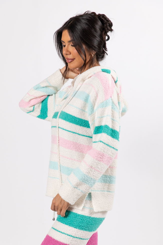 Heart On The Line Multi Striped Fuzzy Hoodie Free Shipping Nicekicks