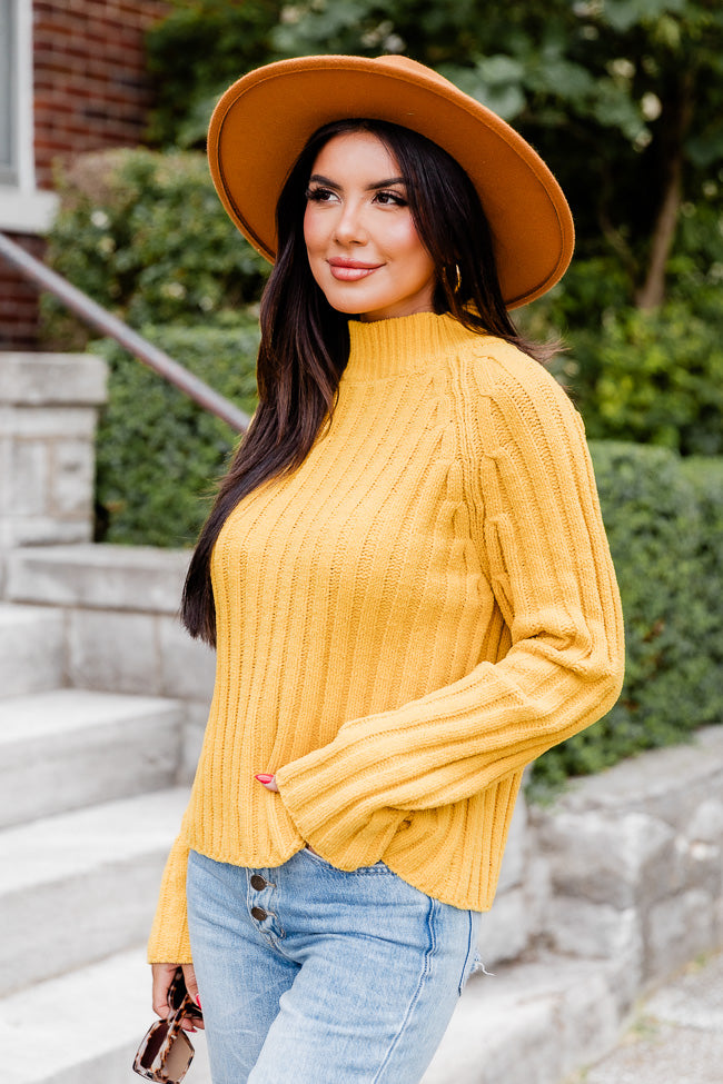 Letting You Go Mustard Chenille Turtleneck Sweater  FINAL SALE Cheap Pictures