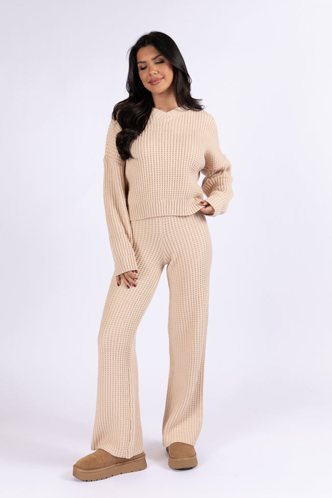 This Is Why Tan Thermal Waffle Knit Pullover SALE Cheap Sale Best Store To Get