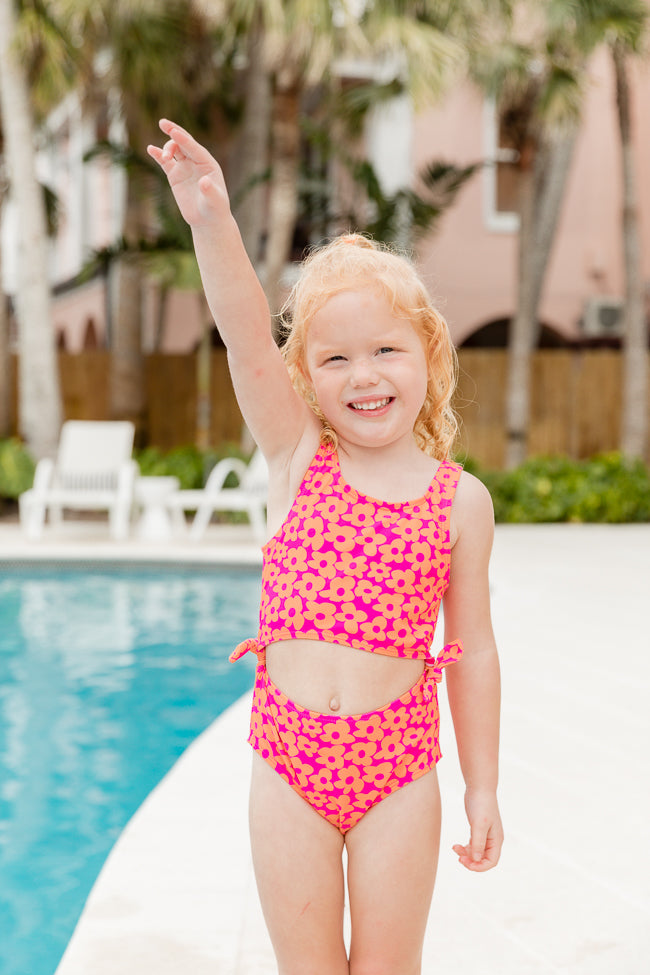 Kid's Sandy Shores In Floral Flair Tie Side Swimsuit FINAL SALE