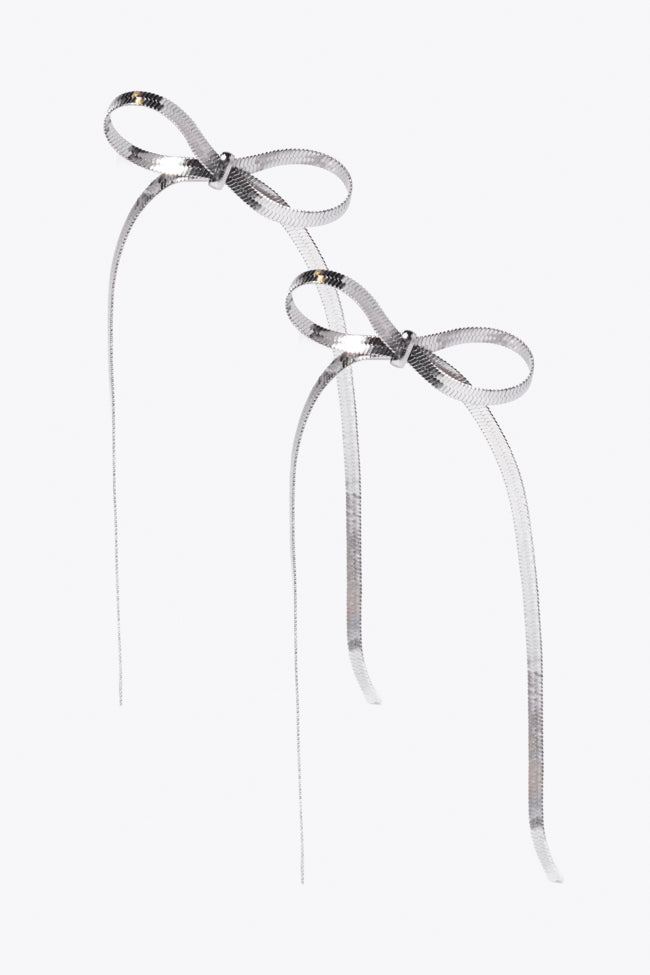 Snake Chain Silver Bow Earrings View Cheap Pice