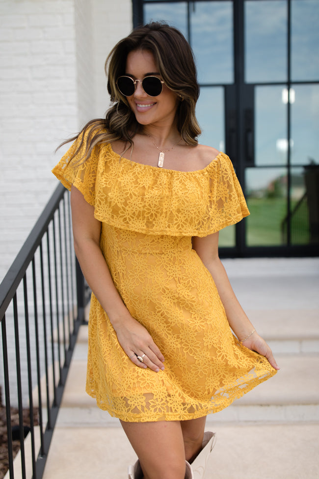 Brighten My Day Off The Shoulder Lace Mini Dress FINAL SALE Discount Shop For