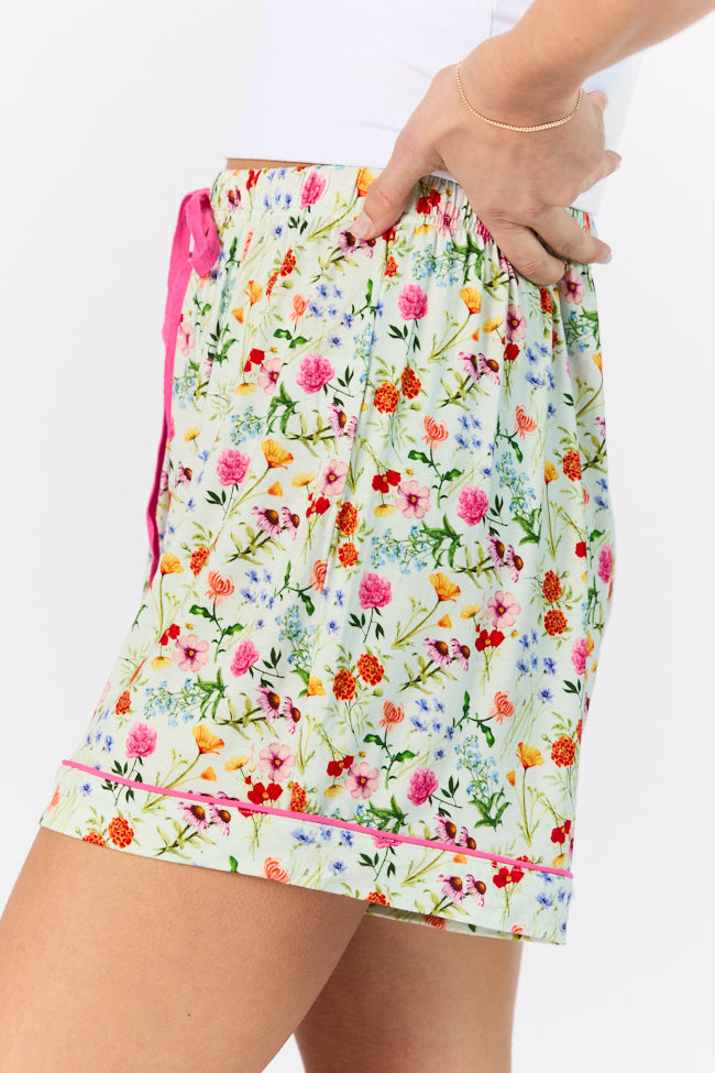 Good To Get Away Botanical Floral Pajama Shorts Countdown Package Online