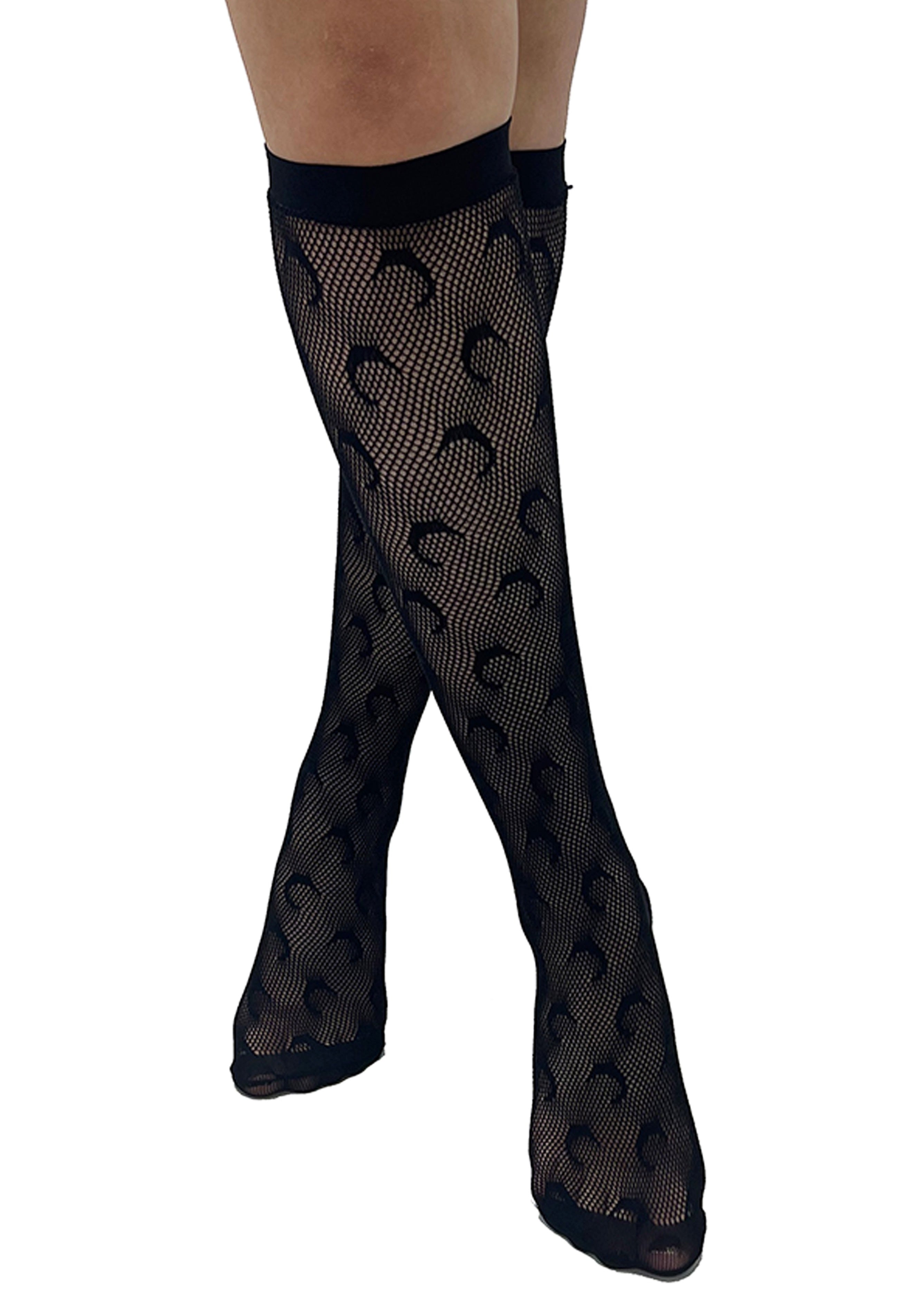 Pamela Mann - Crescent Moon Net Knee Black - Socks Free Shipping Top Quality