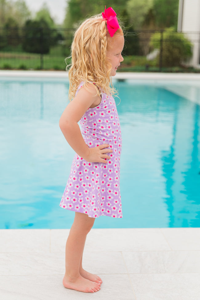 Kid's Kick It With Me In Flower Power Scoop Neck Active Dress Tori X Pink Lily FINAL SALE