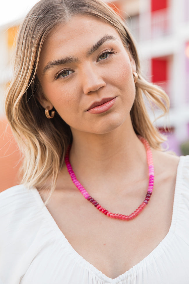 Pink and Red Beaded Necklace Ebay Online