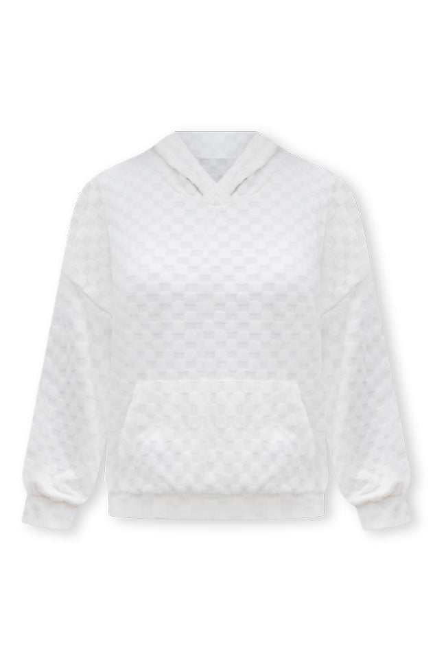 Holding On Ivory Brushed Knit Checkered Hoodie FINAL SALE Pay With Paypal Cheap Pice