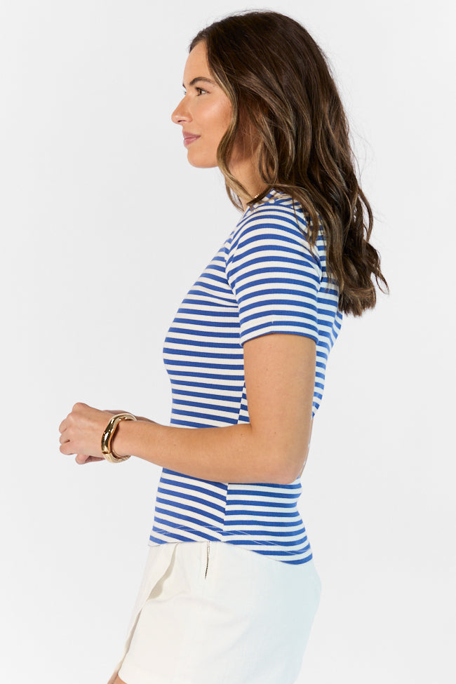 In Reach Navy Ribbed Knit Stripe Tee Pay With Visa For Sale