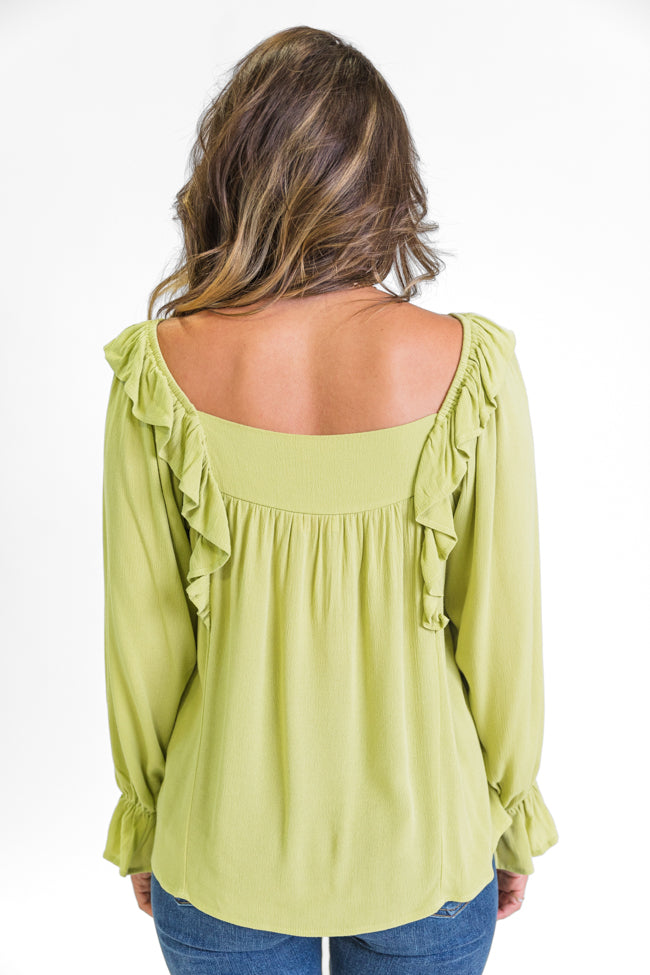 High Hopes Lime Ruffle Sleeve Square Neck Top FINAL SALE Fashionable Cheap Online