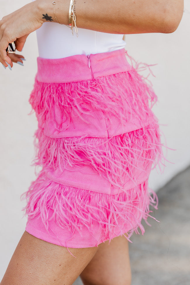 This Is Our Place Fuchsia Feather Trim Skirt FINAL SALE Latest