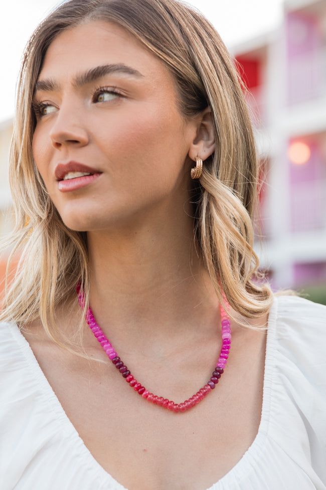 Pink and Red Beaded Necklace Ebay Online