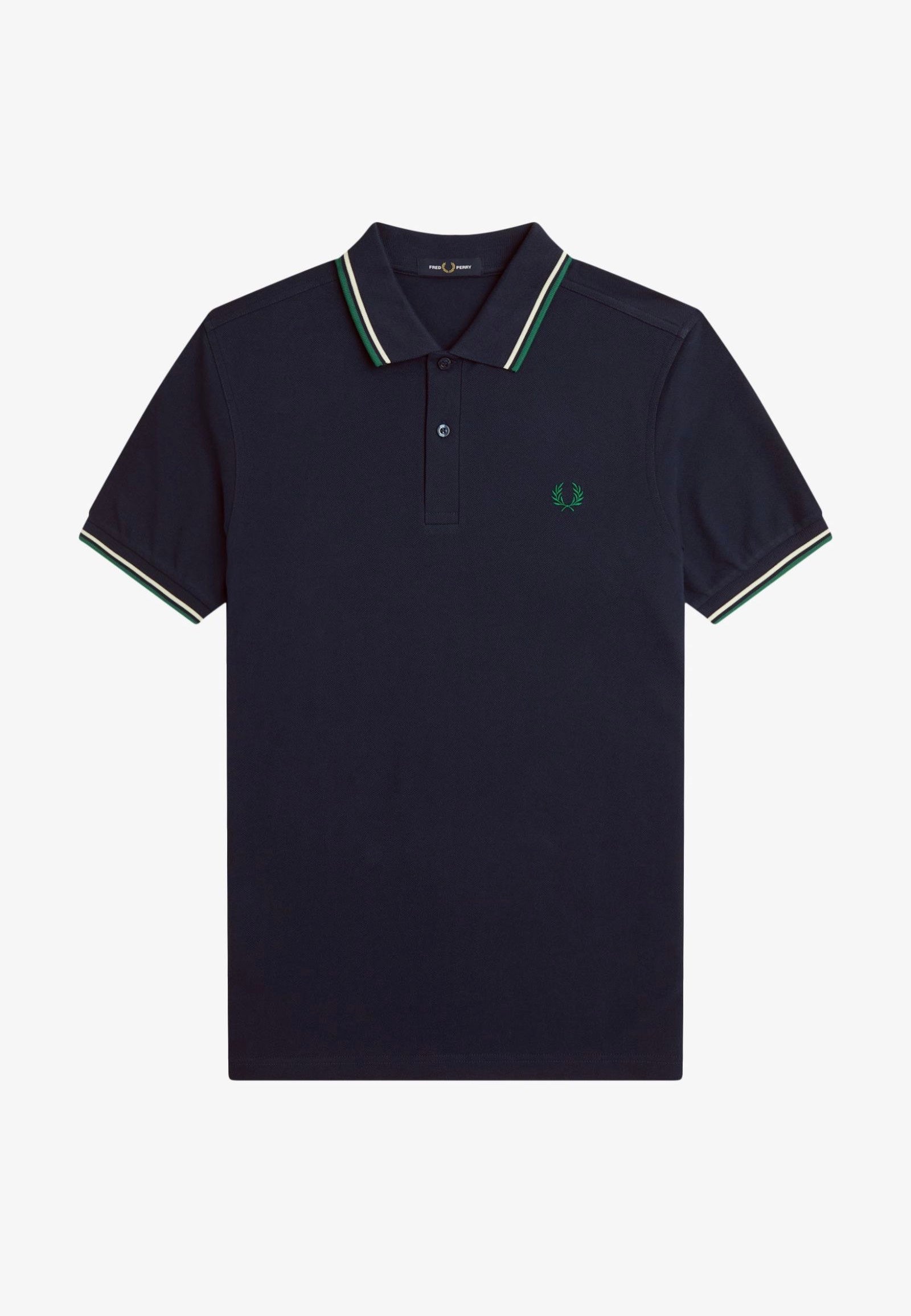 Fred Perry - Twin Tipped Dark Carbon/Light Ecru/Label Green - Polo Cheap Buy