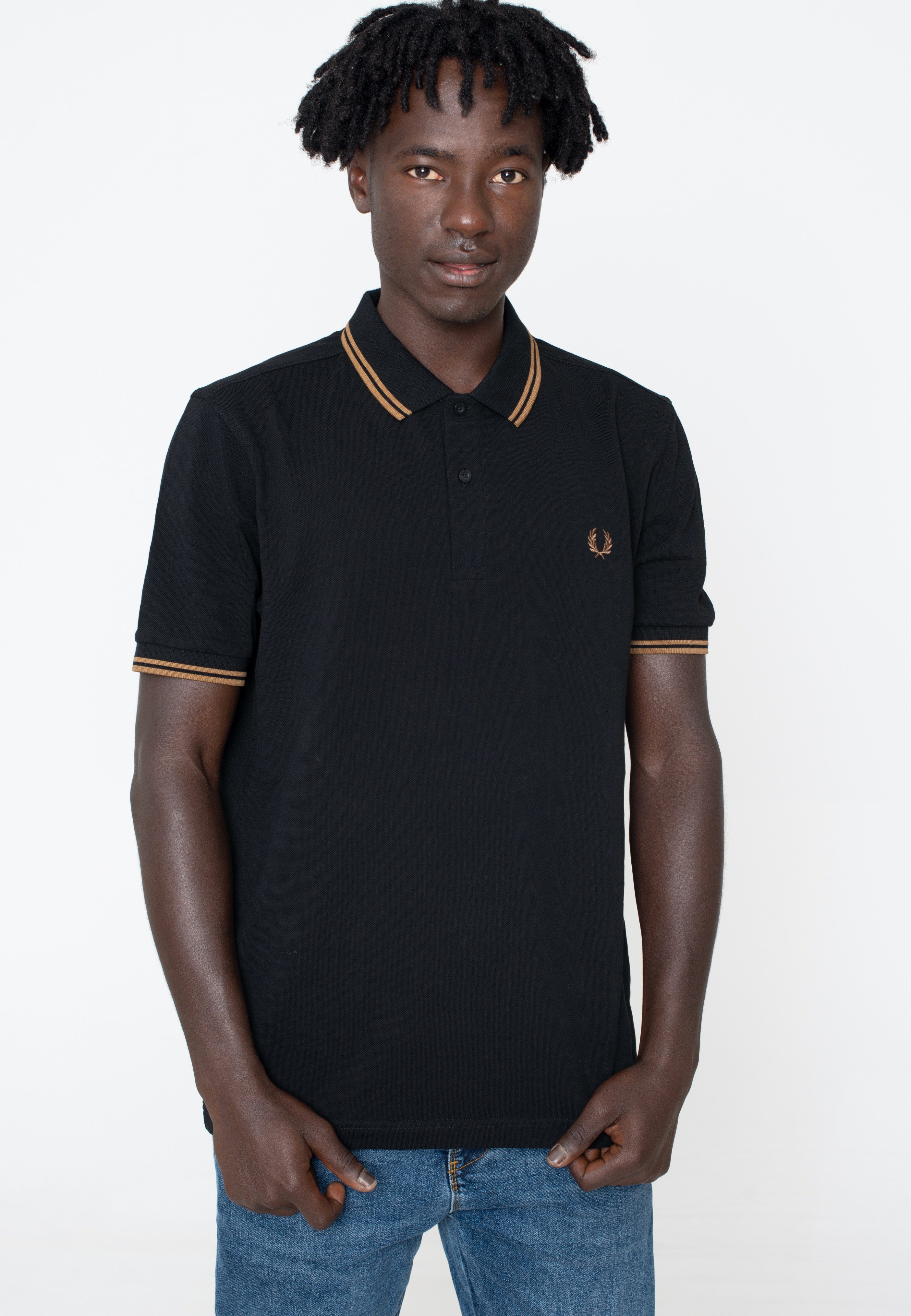 Fred Perry - Twin Tipped Black/Shadedston - Polo Cheap Best Place