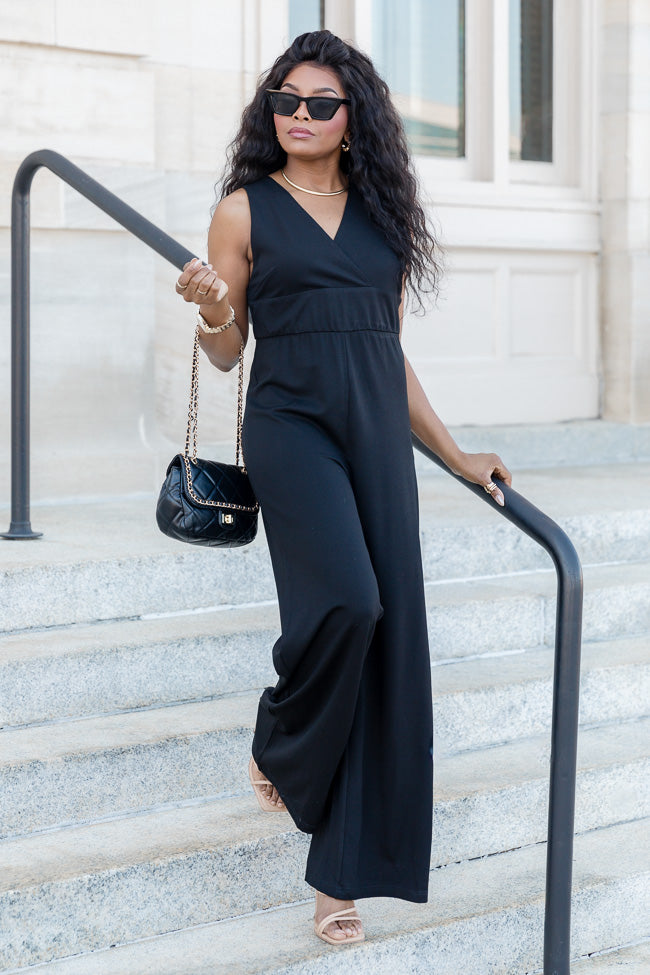 Cocktail Hour Black V-Neck Jumpsuit FINAL SALE Outlet Popular